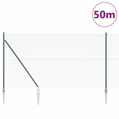 Ogrodzenie z słupkami Zielony 1.4 x 50 m Stal