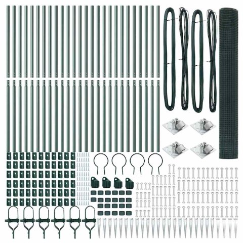 Ogrodzenie z słupkami Zielony 1.4 x 50 m Stal