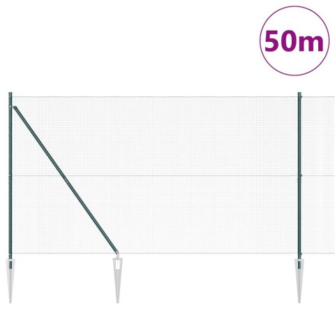 Ogrodzenie z słupkami Zielony 1.5 x 50 m Stal
