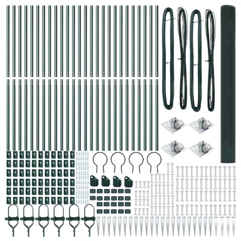 Ogrodzenie z słupkami Zielony 1.5 x 50 m Stal