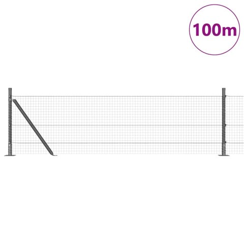Ogrodzenie z słupkami Szary 0.4 x 100 m Stal