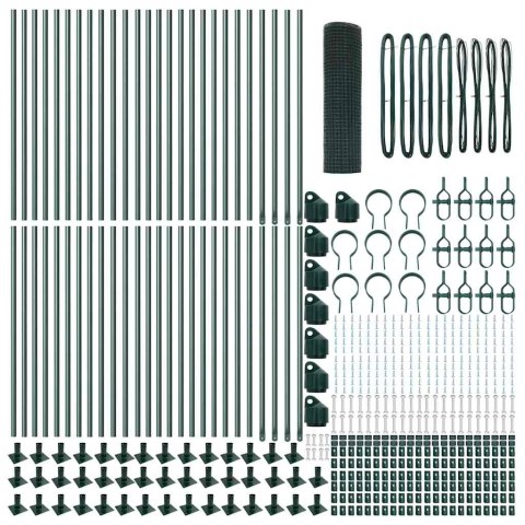 Ogrodzenie z słupkami Zielony 1 x 100 m Stal