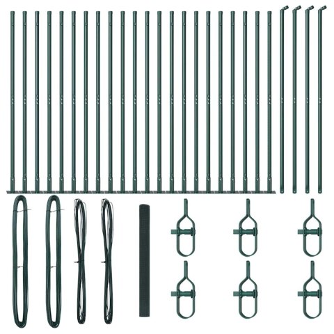 Ogrodzenie z słupkami Zielony 1.4 x 50 m Stal