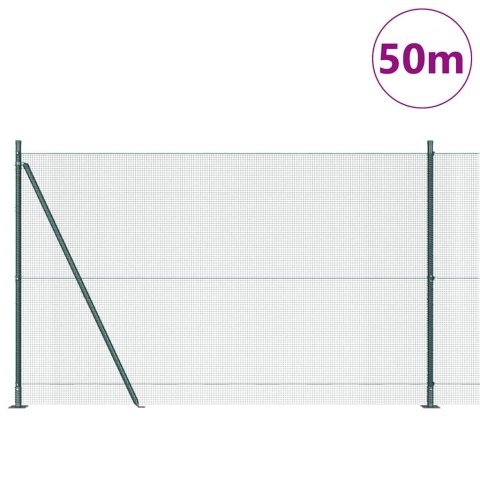 Ogrodzenie z słupkami Zielony 1.5 x 50 m Stal