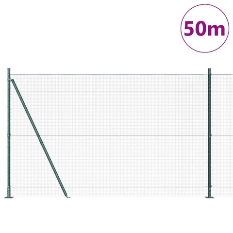 Ogrodzenie z słupkami Zielony 1.5 x 50 m Stal