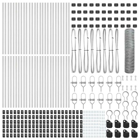 Ogrodzenie z słupkami Srebrny 0.8 x 100 m Stal pokryta PCV