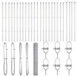 Ogrodzenie z słupkami Srebrny 1 x 100 m Stal pokryta PCV