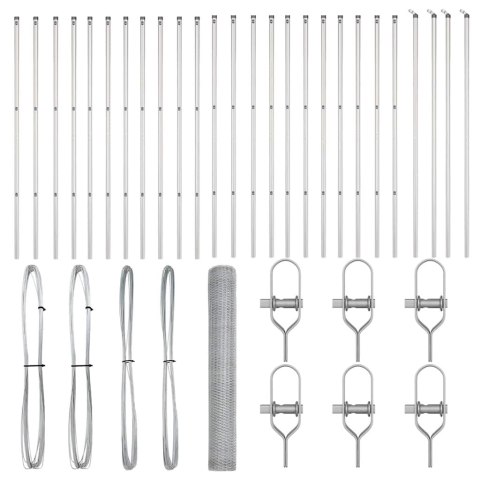 Ogrodzenie z słupkami Srebrny 1 x 100 m Stal pokryta PCV