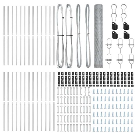 Ogrodzenie z słupkami Srebrny 1 x 100 m Stal pokryta PCV