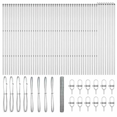 Ogrodzenie z słupkami Srebrny 1 x 100 m Stal pokryta PCV