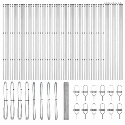 Ogrodzenie z słupkami Srebrny 1.4 x 100 m Stal pokryta PCV