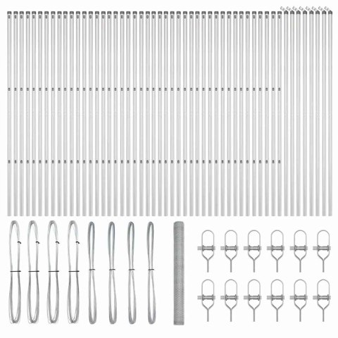 Ogrodzenie z słupkami Srebrny 1.6 x 100 m Stal pokryta PCV