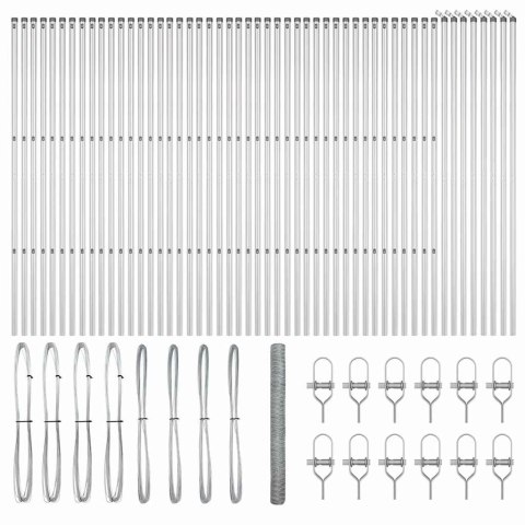 Ogrodzenie z słupkami Srebrny 1.6 x 100 m Stal pokryta PCV