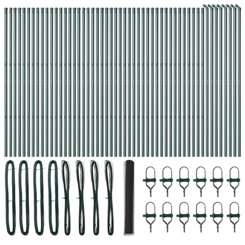 Ogrodzenie z słupkami Szary 1.4 x 100 m Stal pokryta PCV