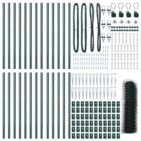 Ogrodzenie z słupkami Zielony 0.8 x 50 m Stal pokryta PCV