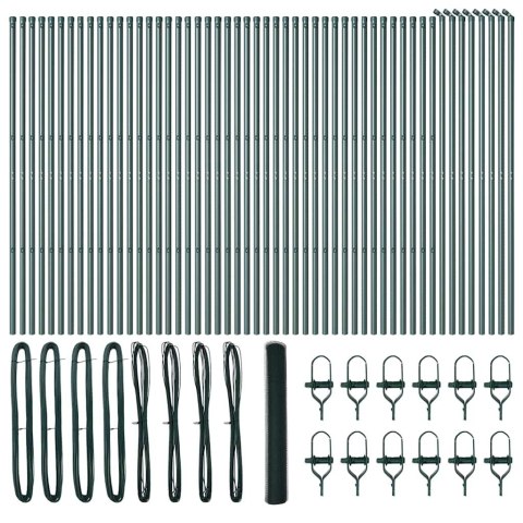 Ogrodzenie z słupkami Zielony 1 x 100 m Stal pokryta PCV