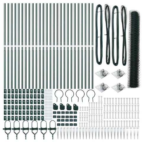 Ogrodzenie z słupkami Zielony 1.2 x 50 m Stal pokryta PCV