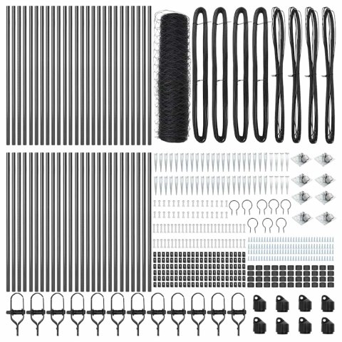 Ogrodzenie z słupkami Szary 0.4 x 100 m Stal pokryta PCV