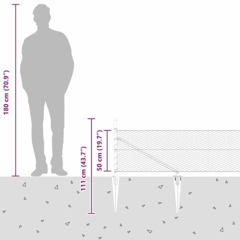 Ogrodzenie z słupkami Szary 0.5 x 100 m Stal pokryta PCV