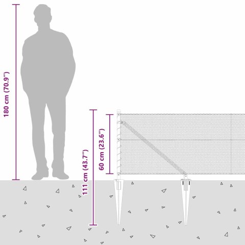 Ogrodzenie z słupkami Szary 0.6 x 100 m Stal pokryta PCV