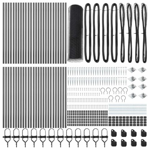 Ogrodzenie z słupkami Szary 0.8 x 100 m Stal pokryta PCV