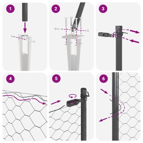 Ogrodzenie z słupkami Szary 0.8 x 100 m Stal pokryta PCV