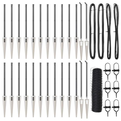 Ogrodzenie z słupkami Szary 0.8 x 50 m Stal pokryta PCV