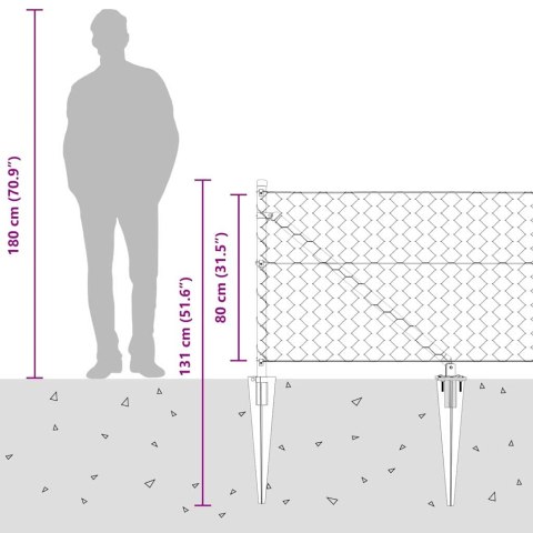 Ogrodzenie z słupkami Szary 0.8 x 50 m Stal pokryta PCV