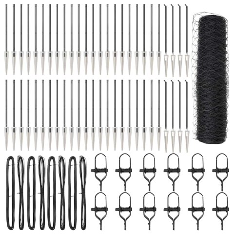 Ogrodzenie z słupkami Szary 1 x 100 m Stal pokryta PCV