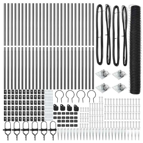 Ogrodzenie z słupkami Szary 1.2 x 50 m Stal pokryta PCV