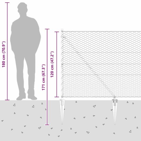 Ogrodzenie z słupkami Szary 1.2 x 50 m Stal pokryta PCV