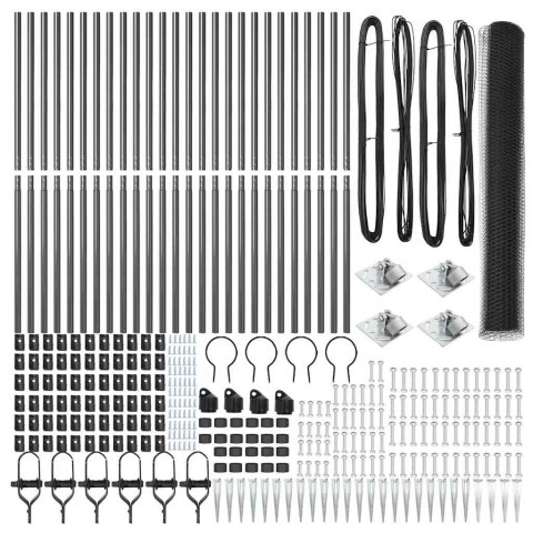 Ogrodzenie z słupkami Szary 1.4 x 50 m Stal pokryta PCV