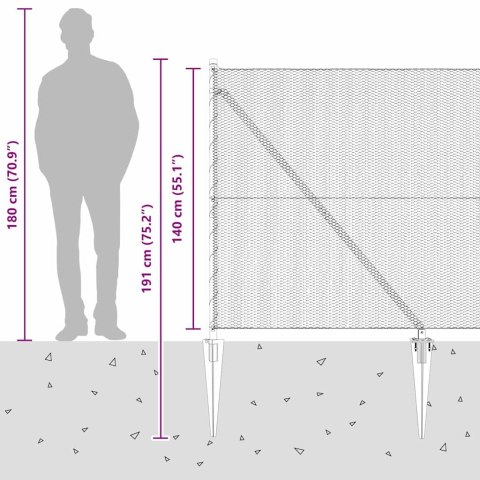 Ogrodzenie z słupkami Szary 1.4 x 50 m Stal pokryta PCV