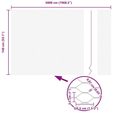 Ogrodzenie z słupkami Szary 1.4 x 50 m Stal pokryta PCV