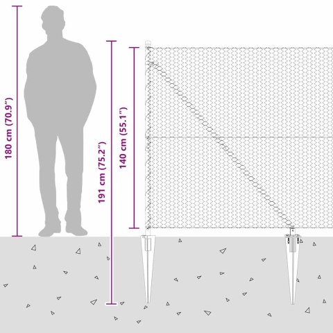 Ogrodzenie z słupkami Szary 1.4 x 50 m Stal pokryta PCV