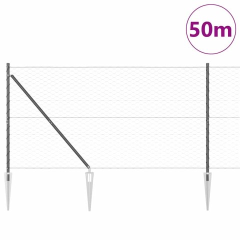 Ogrodzenie z słupkami Szary 1.4 x 50 m Stal pokryta PCV