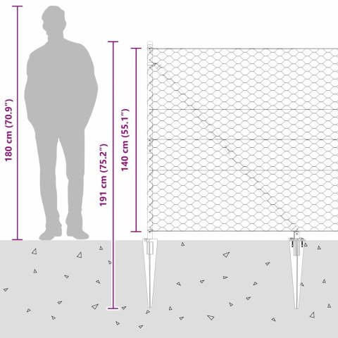 Ogrodzenie z słupkami Szary 1.4 x 50 m Stal pokryta PCV