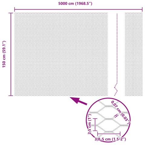Ogrodzenie z słupkami Szary 1.5 x 50 m Stal pokryta PCV