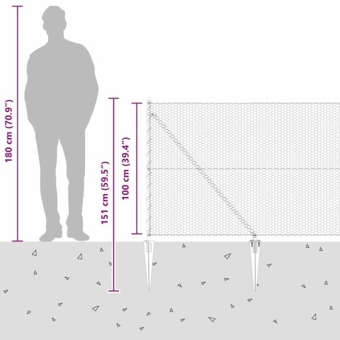 Ogrodzenie z słupkami Szary 1 x 50 m Stal pokryta PCV