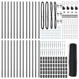 Ogrodzenie z słupkami Szary 1 x 50 m Stal pokryta PCV