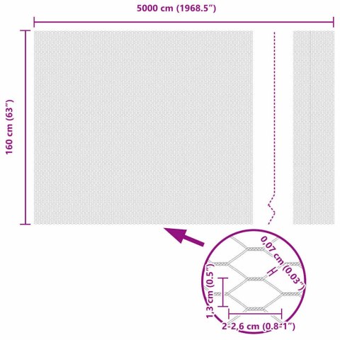 Ogrodzenie z słupkami Szary 1.6 x 50 m Stal pokryta PCV