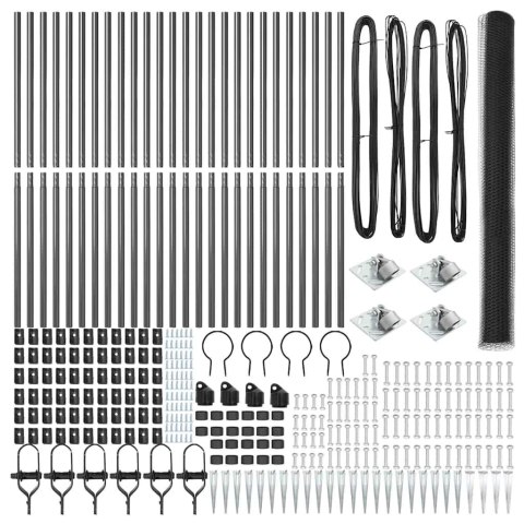 Ogrodzenie z słupkami Szary 1.6 x 50 m Stal pokryta PCV