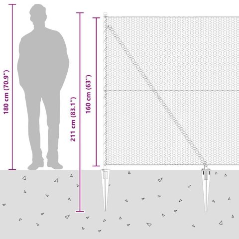 Ogrodzenie z słupkami Szary 1.6 x 50 m Stal pokryta PCV
