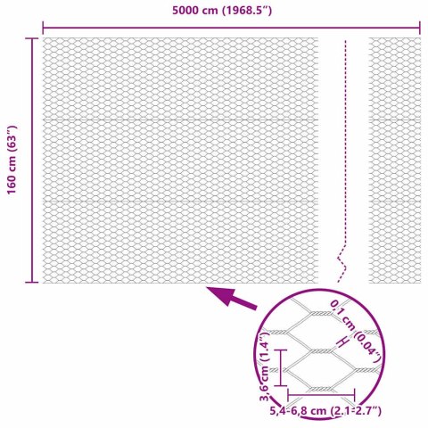 Ogrodzenie z słupkami Szary 1.6 x 50 m Stal pokryta PCV