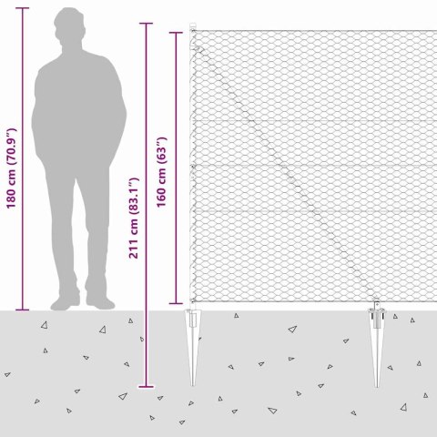 Ogrodzenie z słupkami Szary 1.6 x 50 m Stal pokryta PCV