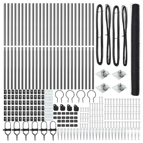 Ogrodzenie z słupkami Szary 1.6 x 50 m Stal pokryta PCV