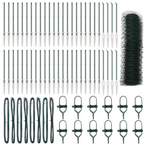 Ogrodzenie z słupkami Zielony 0.5 x 100 m Stal pokryta PCV