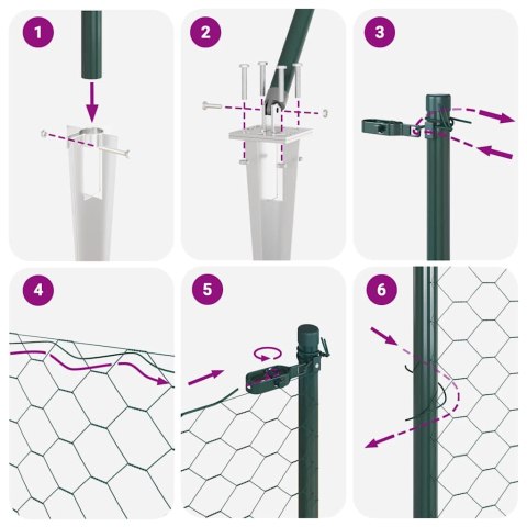 Ogrodzenie z słupkami Zielony 0.6 x 100 m Stal pokryta PCV