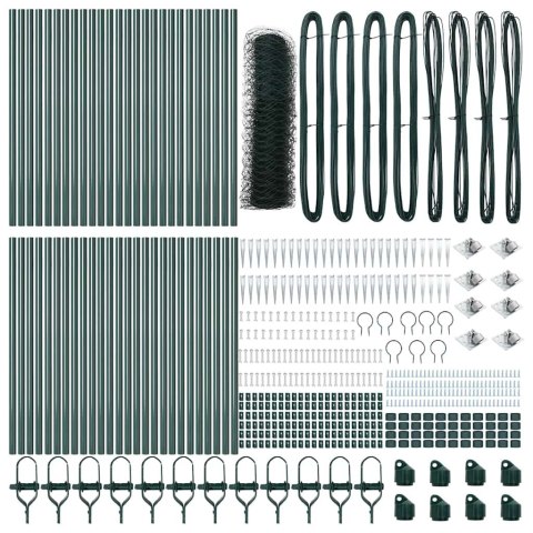 Ogrodzenie z słupkami Zielony 1 x 100 m Stal pokryta PCV