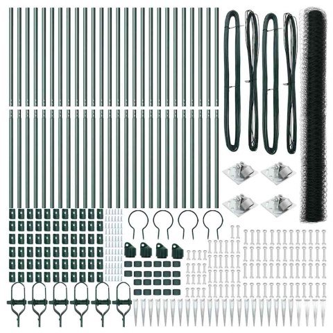 Ogrodzenie z słupkami Zielony 1.6 x 50 m Stal pokryta PCV